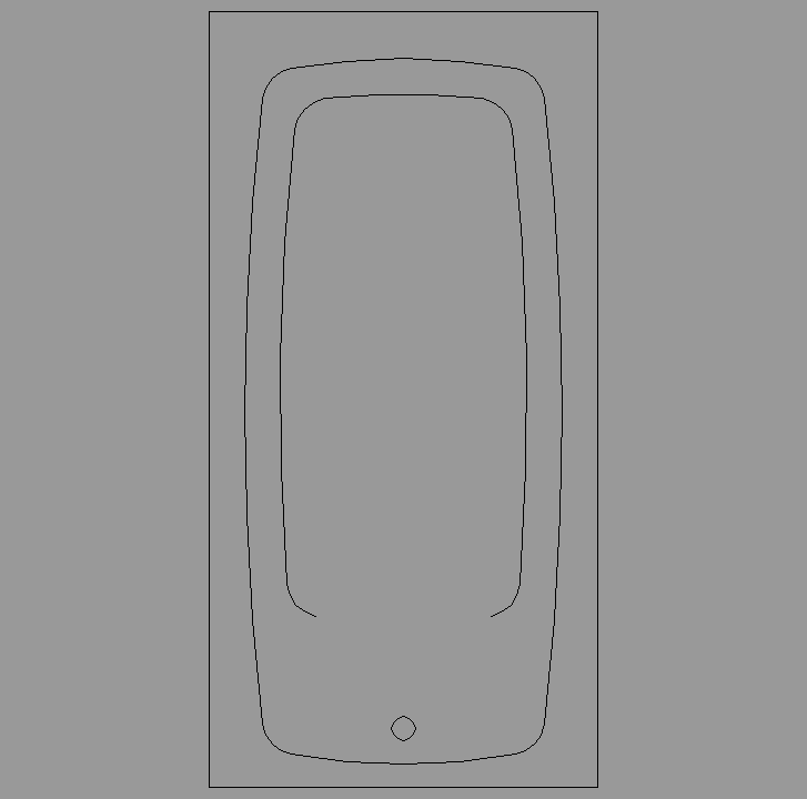Bloque Autocad Vista de Bañera 04 Bibliot. 2D-3D en Planta